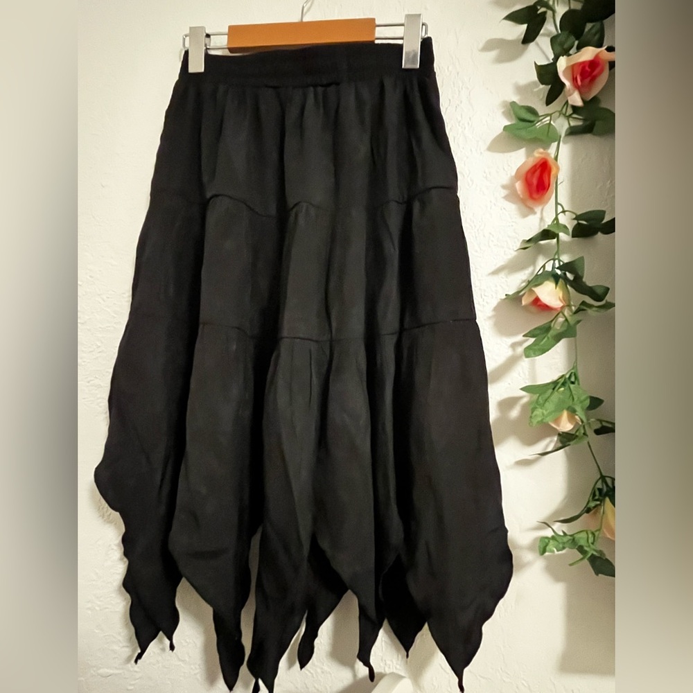 Black handkerchief midi skirt